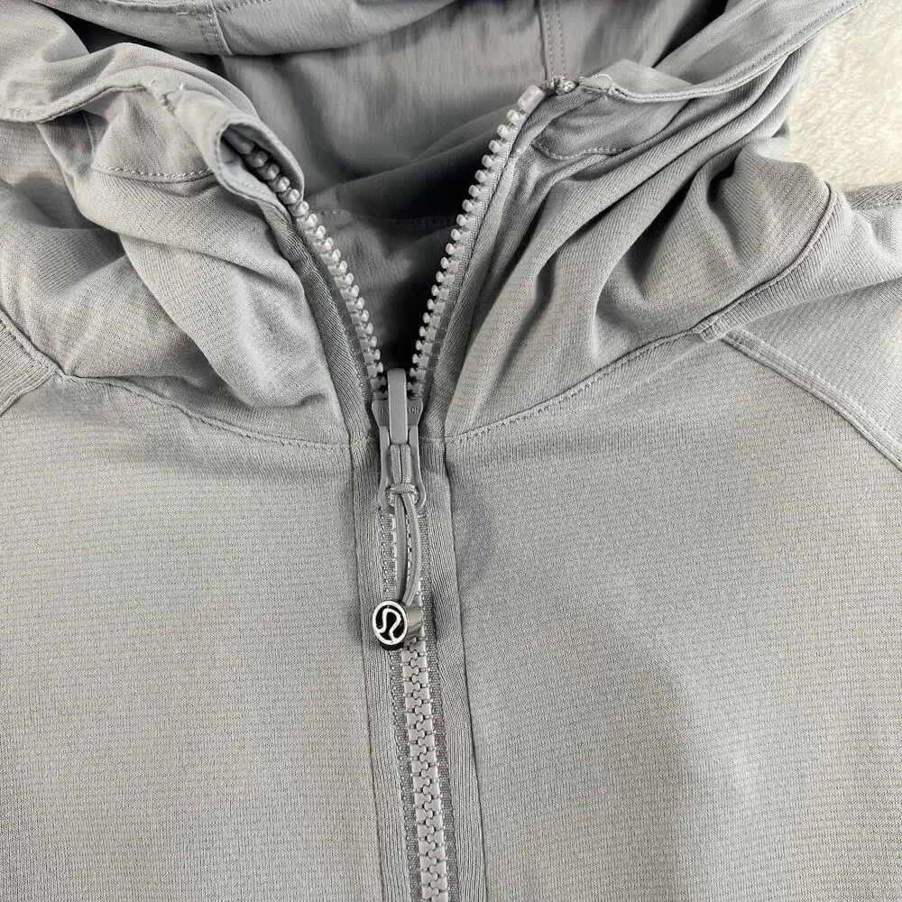 Lululemon Sz 10 In Flux Jacket Dance Studio Reversible Hooded Silver Fox Stretch